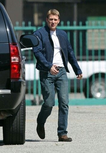 Chris evans casual fleece layering