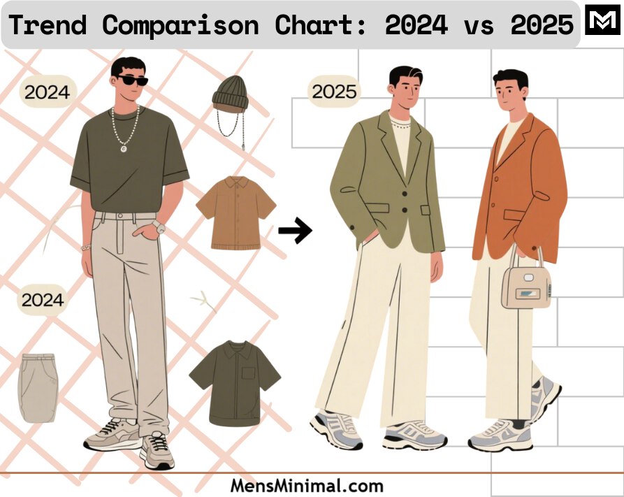 Men's fashion trends comparison 2024 vs 2025