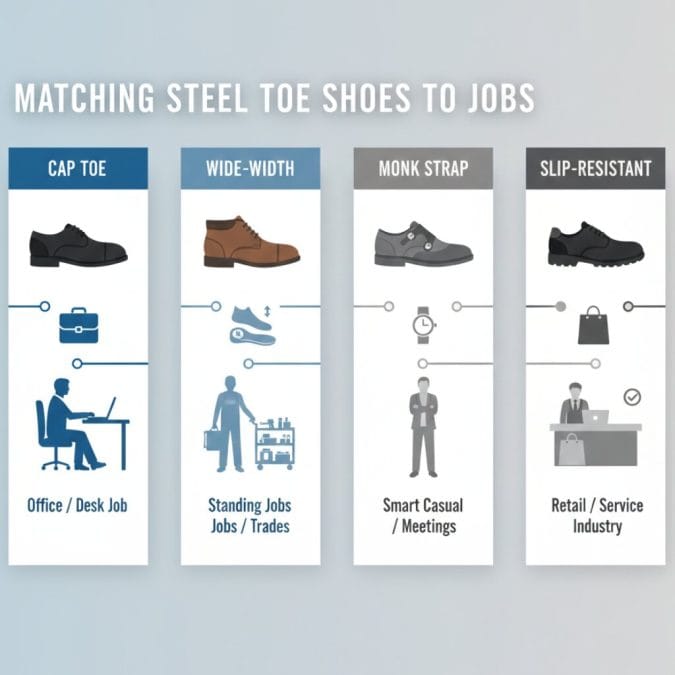 Steel toe dress shoes by use case