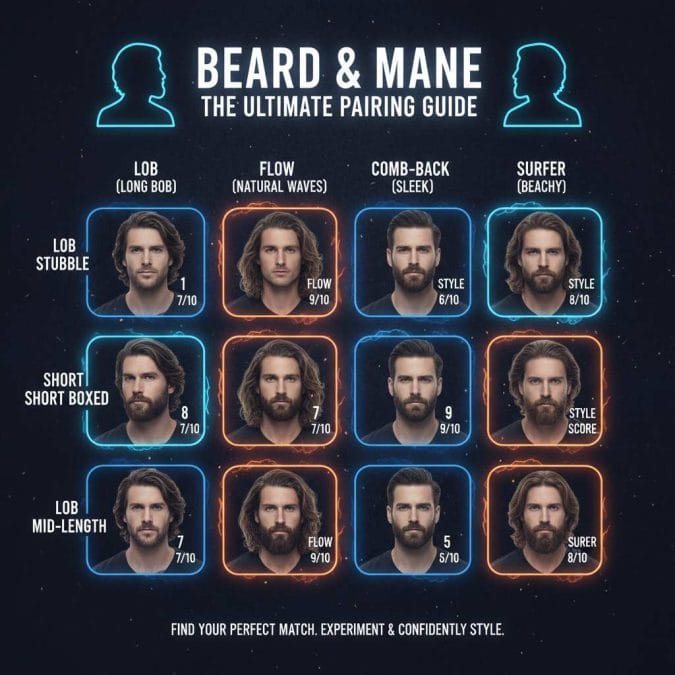 which beard styles pair best with popular long hairstyles