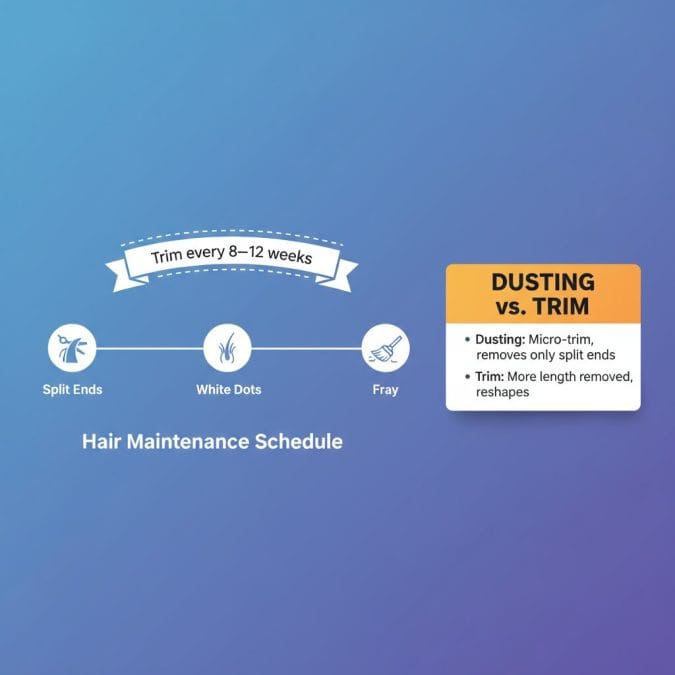 long hair trim cadence for men with signs of damage