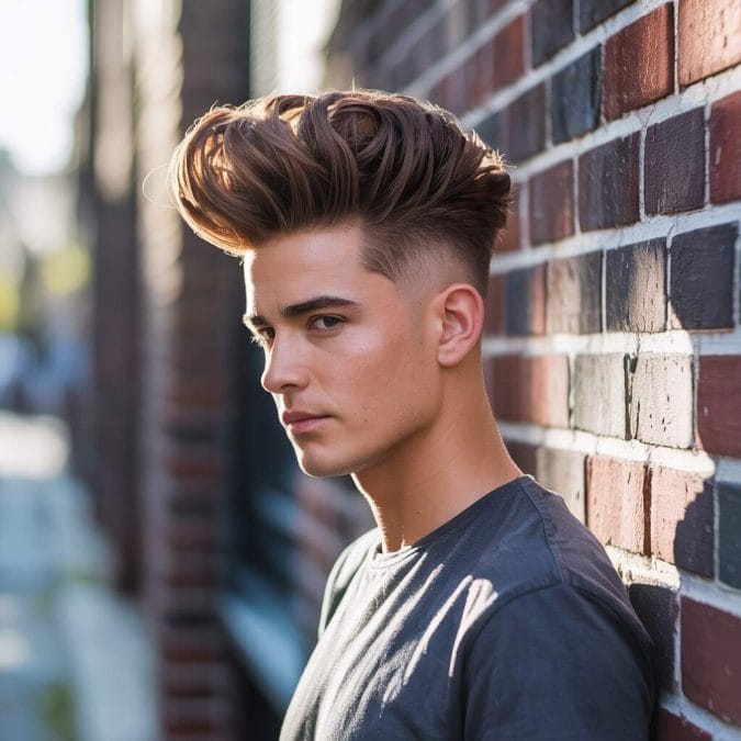 Pompadour/Quiff + Mid or High Fade