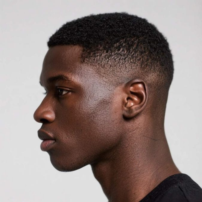 Buzz Cut with High Taper (leaner silhouette)